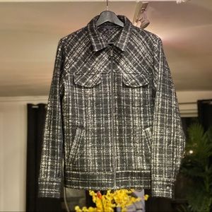 Italian wool mono collared trucker jacket